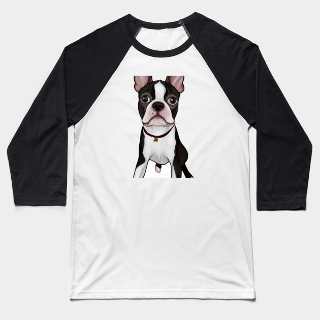 Cute Boston Terrier Drawing Baseball T-Shirt by Play Zoo